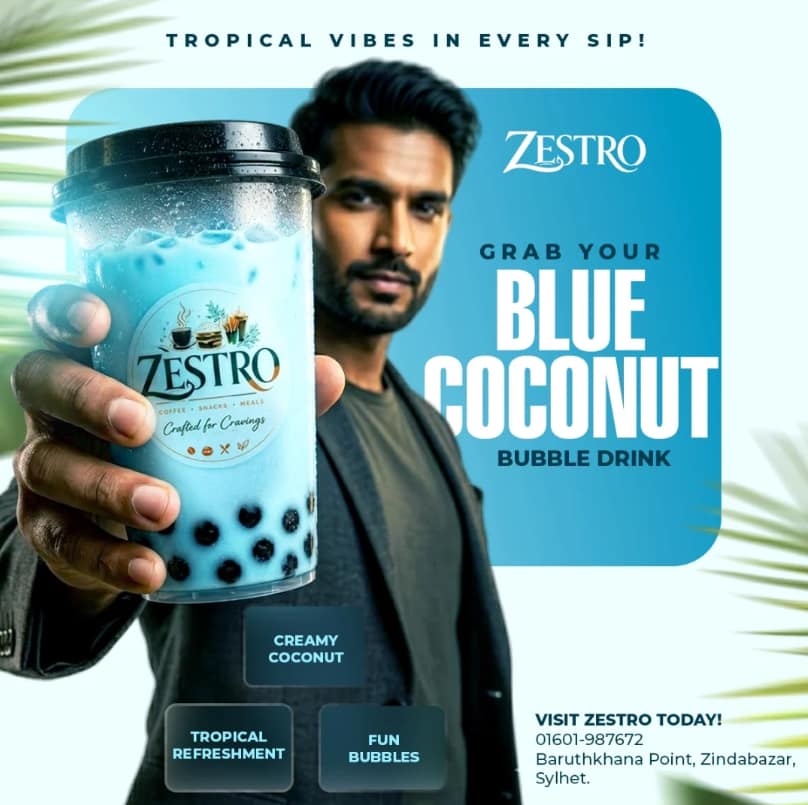Zestro blue coconut bubble drink